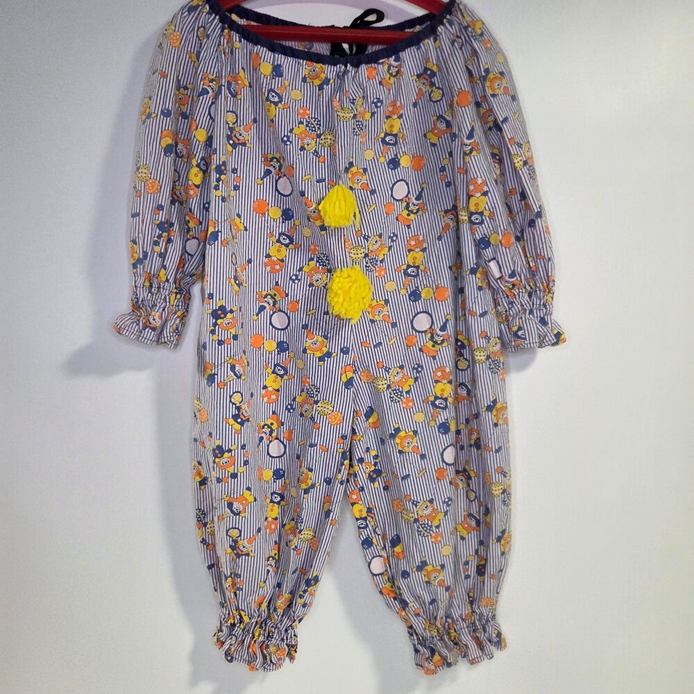 Vintage 80s Handmade Clown Costume Kids Zip Back 2T